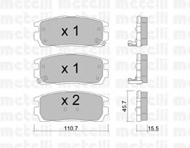 Комплект тормозных колодок дискового тормоза METELLI 22-0779-0