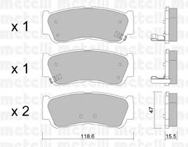 Комплект тормозных колодок дискового тормоза METELLI 22-0788-0
