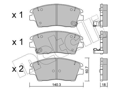 К-т дисков. тормоз. колодок METELLI 22-1164-0