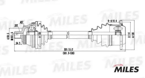 Gc02008 привод в сборе audi a4 i 2.8 96-01 прав. +abs (10130210/211216/0021721/1 ) MILES GC02008