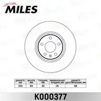 K000377 диск тормозной audi a6/all road 2.7-3.2 01-/a8 2.8-6.0 03-10 передний d321мм. (trw df4358) k MILES K000377