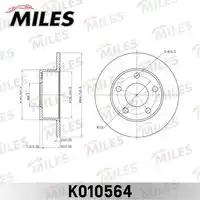 K010564 диск тормозной audi 100 84-90/200 79-91 задний d 245мм. MILES K010564