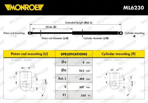 Амортизатор крышки багажника MONROE ML6230