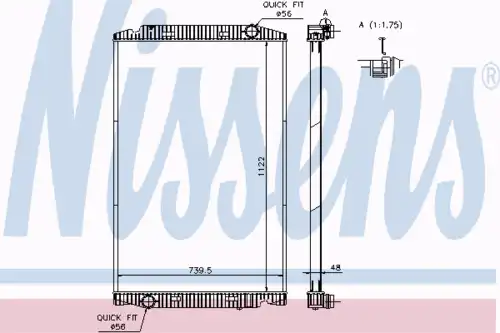 Радиатор системы охлаждения 739x1122x48 NISSENS 63329A