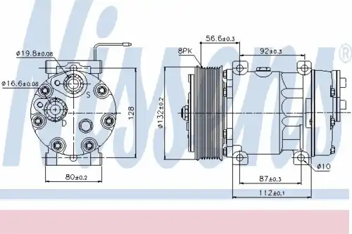 Компрессор кондиционера 24v d132 8пазов NISSENS 89065
