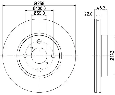 Диск тормозной с покрытием 258x22 NISSHINBO ND1026K