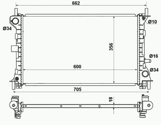 Радиатор охлаждение двигателя NRF 509615