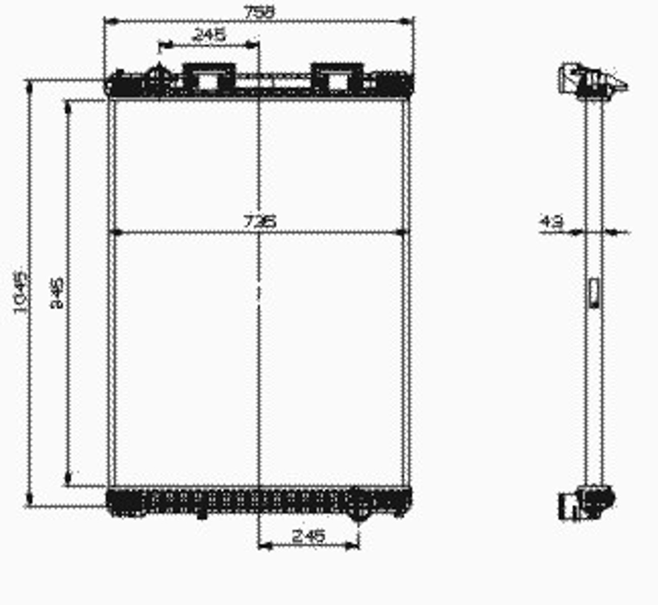 Радиатор охлаждения двигателя без рамки 945x733x48 man f2000 94- NRF 519537