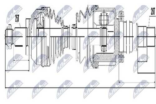 Полуось ford transit connect 1.8tdci 75квт 03- правая NTY NPW-FR-054