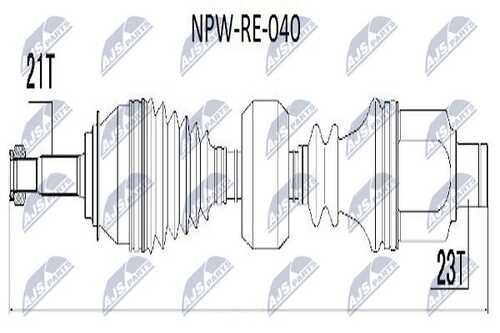 Полуось renault logan 2 sandero 2 1.6i 16v k4m акпп 14- правая NTY NPW-RE-040