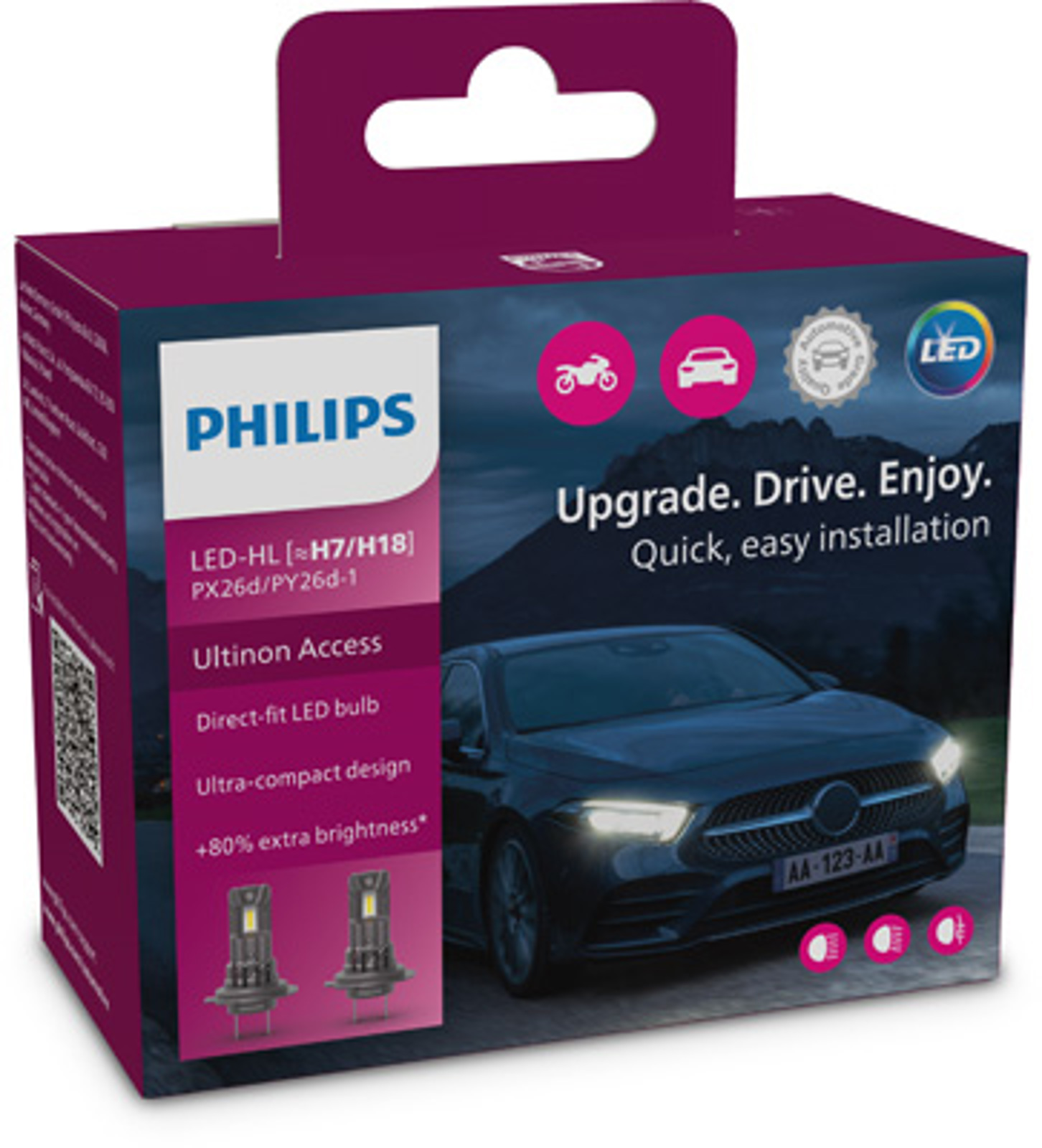 Комплект ламп светодиодных h7/h18 led ultinon access (direct fit) PHILIPS 11972U2500CX