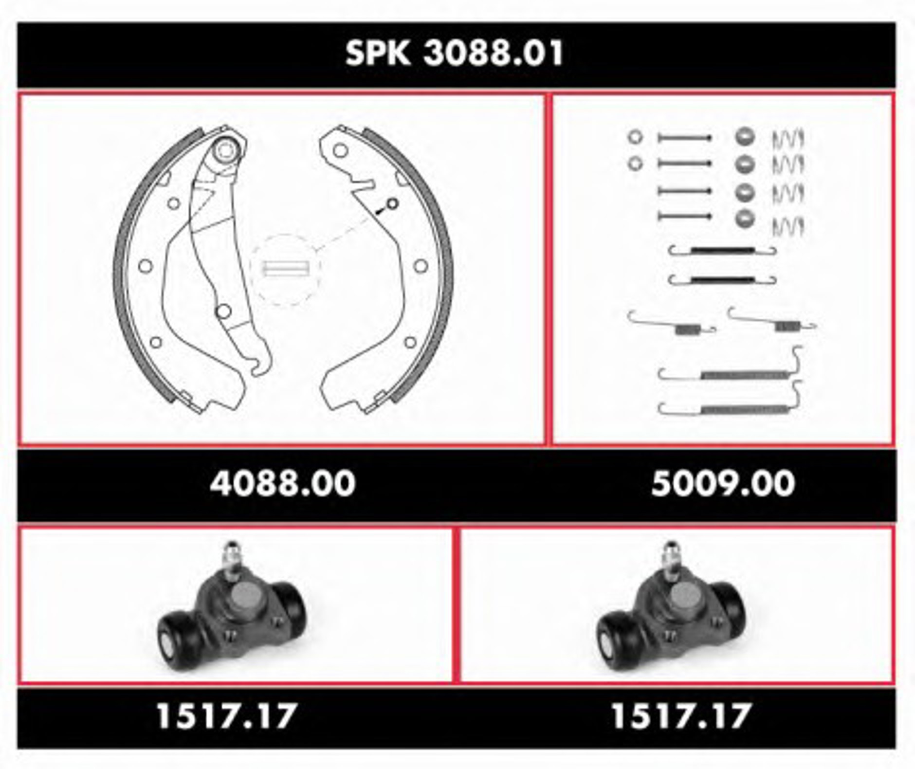 Комплект тормозов барабанный тормозной механизм REMSA SPK 3088.01