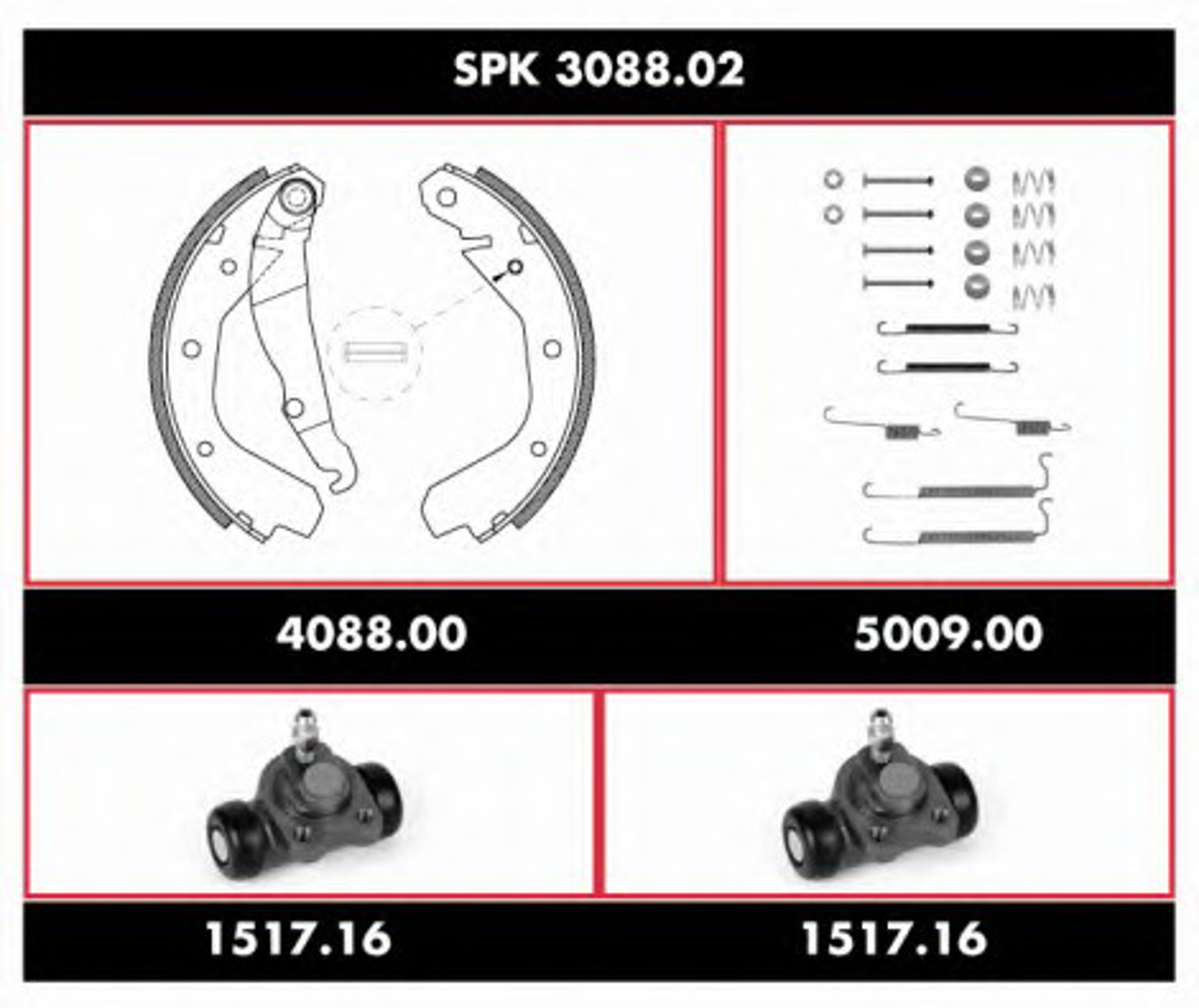 Комплект тормозов барабанный тормозной механизм ROADHOUSE SPK 3088.02
