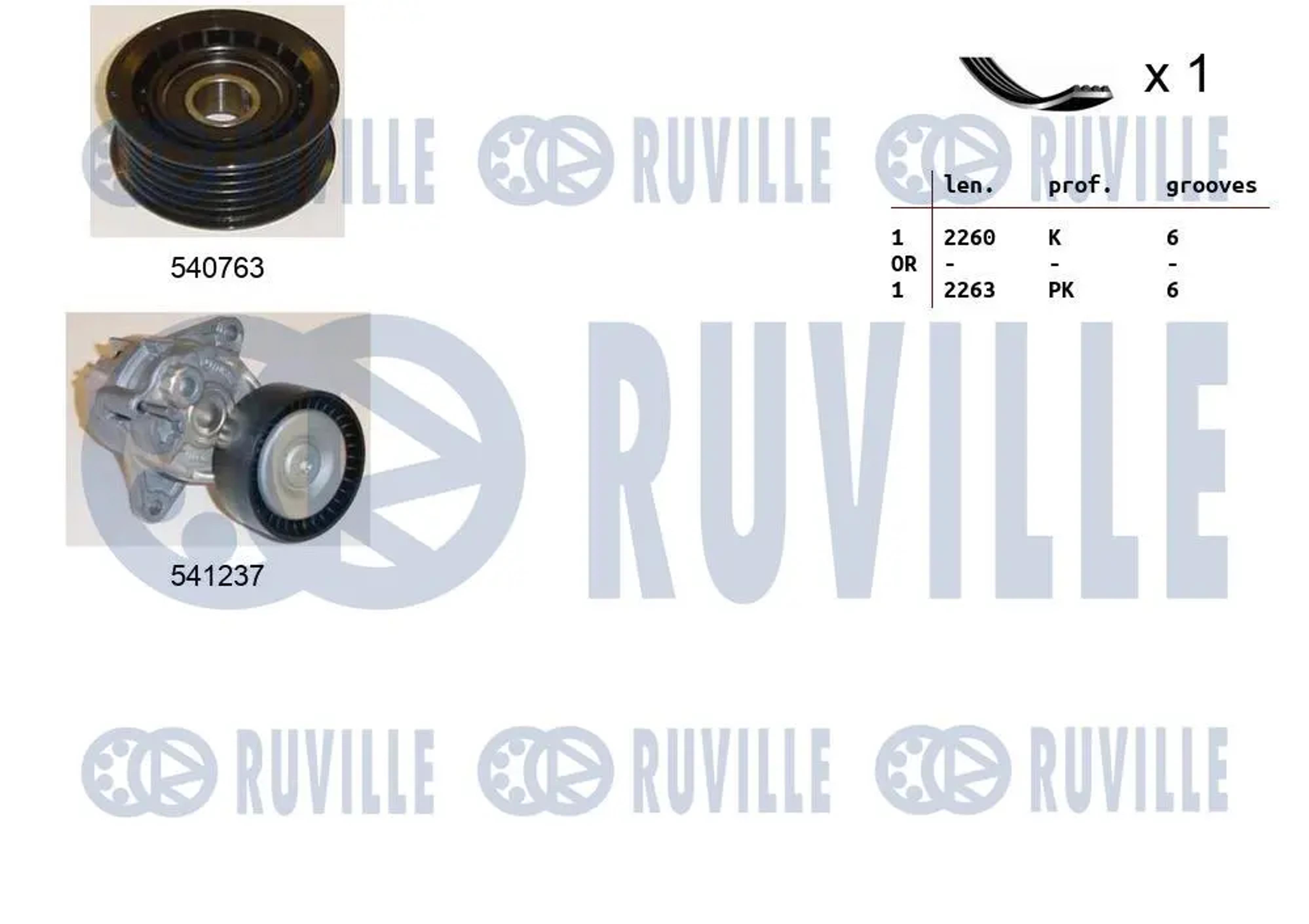 Комплект поликлинового ремня RUVILLE 570085