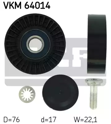Ролик поликлинового ремня SKF VKM64014