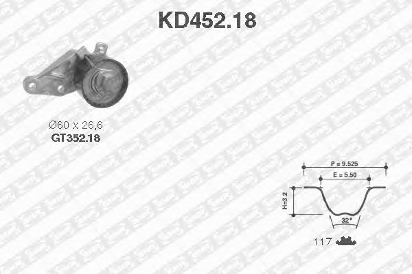 Комплект ремня грм SNR KD452.18