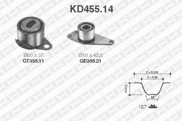 Комплект ремня грм SNR KD455.14