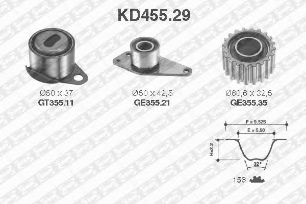 Комплект ремня грм SNR KD455.29