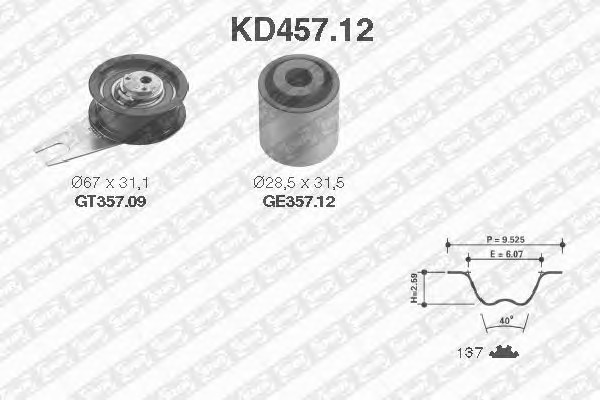 Комплект ремня грм SNR KD457.12