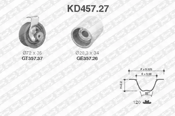 Комплект ремня грм SNR KD457.27