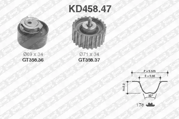 Комплект ремня грм SNR KD458.47