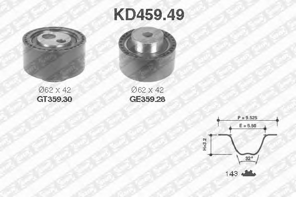 Комплект ремня грм SNR KD459.49