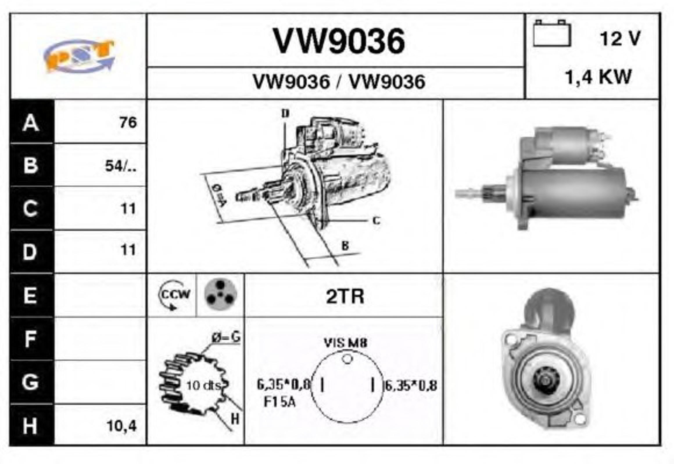 Стартер SNRA VW9036