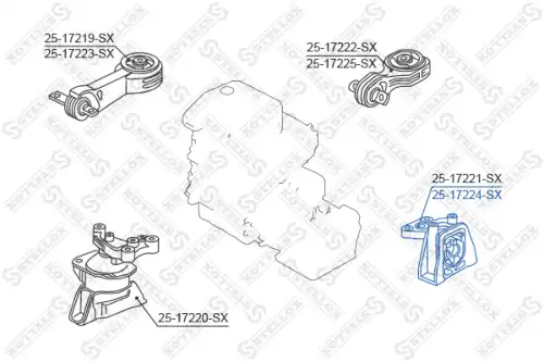 25-17224-sx подушка двигателя передняя левая STELLOX 25-17224-SX