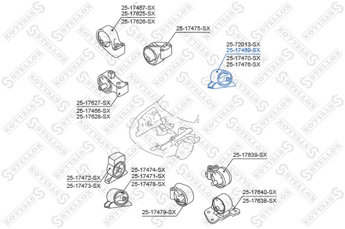 Подушка двигателя задняя STELLOX 25-17469-SX