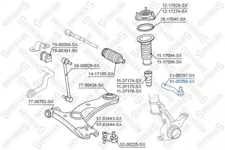 Наконечник рулевой тяги STELLOX 51-00298-SX