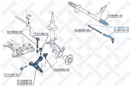 Наконечник поперечной рулевой тяги STELLOX 51-00791-SX