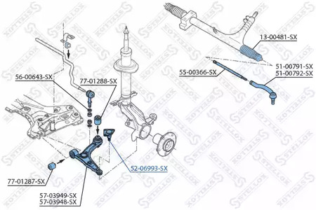 Шарнир независимой подвески поворотного рычага STELLOX 52-06993-SX