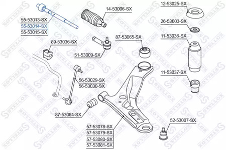 Осевой шарнир рулевой тяги STELLOX 55-53014-SX