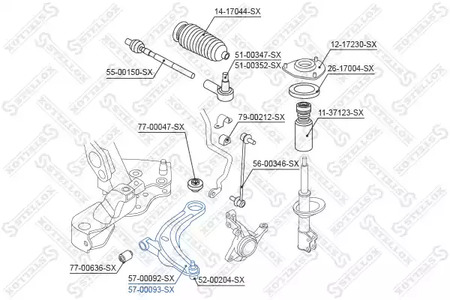 Рычаг независимой подвески колеса подвескы колеса STELLOX 57-00093-SX