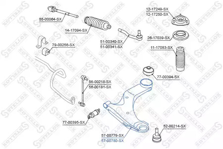 Рычаг независимой подвески колеса подвескы колеса STELLOX 57-00780-SX