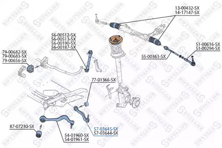 Рычаг независимой подвески колеса подвескы колеса STELLOX 57-03645-SX