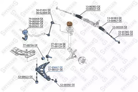 Рычаг независимой подвески колеса подвескы колеса STELLOX 57-03667-SX
