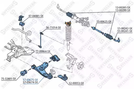 Рычаг независимой подвески колеса подвескы колеса STELLOX 57-03675-SX