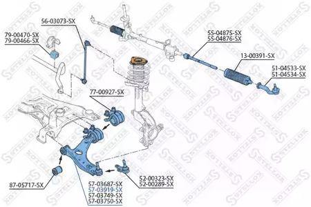 Рычаг независимой подвески колеса подвескы колеса STELLOX 57-03919-SX