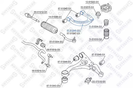 Рычаг независимой подвески колеса подвескы колеса STELLOX 57-51046-SX