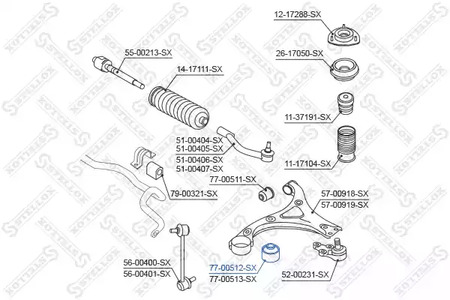 Подвеска рычага независимой подвески колеса STELLOX 77-00512-SX