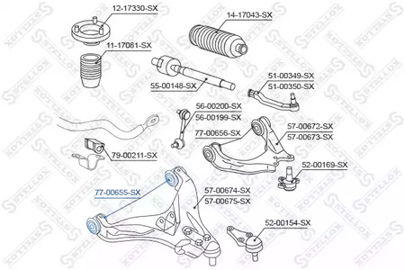 Подвеска рычага независимой подвески колеса STELLOX 77-00655-SX
