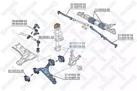Подвеска рычага независимой подвески колеса STELLOX 87-03117-SX