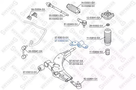 Подвеска рычага независимой подвески колеса STELLOX 87-53043-SX