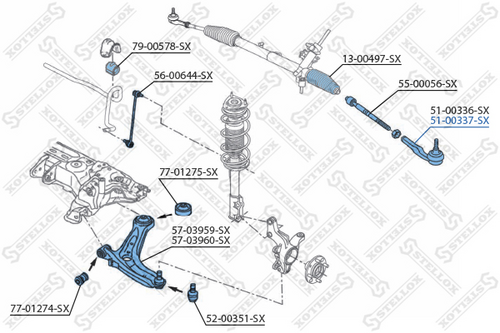 Наконечник рул тяги правой STELLOX 51-00337-SX