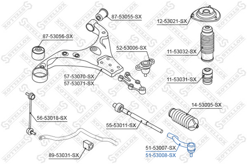 Наконечник рулевой тяги STELLOX 51-53008-SX