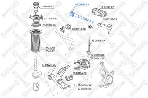 Рулевая тяга STELLOX 55-00095-SX