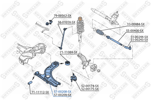 Рычаг левый STELLOX 57-00208-SX