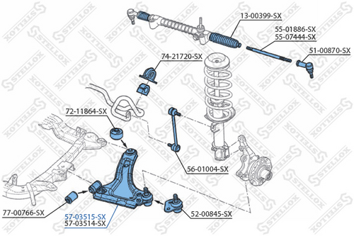 Рычаг левый STELLOX 57-03515-SX