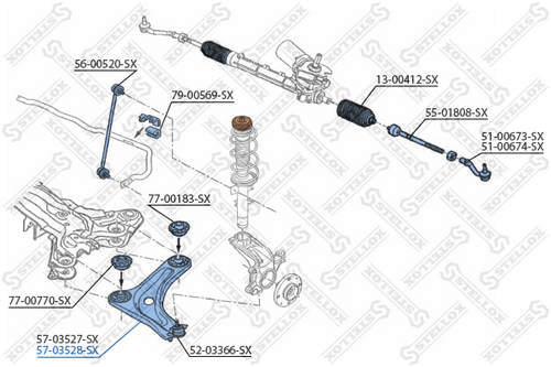 Рычаг правый STELLOX 57-03528-SX